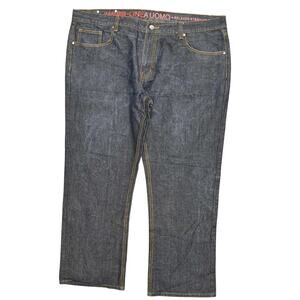 Linea Uomo Men's Blue Relaxed Straight Jeans Size 44x32 Cotton Blend Zip Solid